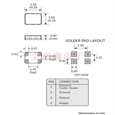 GTXO-253T晶振,Golledge有源晶振,2520貼片晶振,進(jìn)口TCXO振蕩器,低功耗晶振