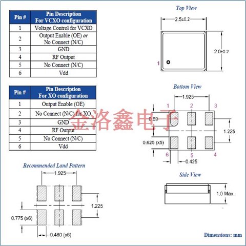 AK2APAF1-156.25000T,Abracon高頻晶振,LVPECL差分輸出晶振