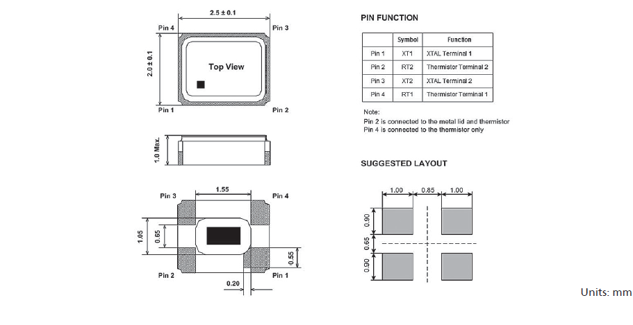 低消費石英SMD諧振器,2520無源4腳晶體,OZ晶振