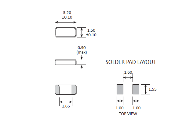32.768K音叉二腳晶振,3.2*1.5mm時(shí)鐘表晶,GSX-315晶振