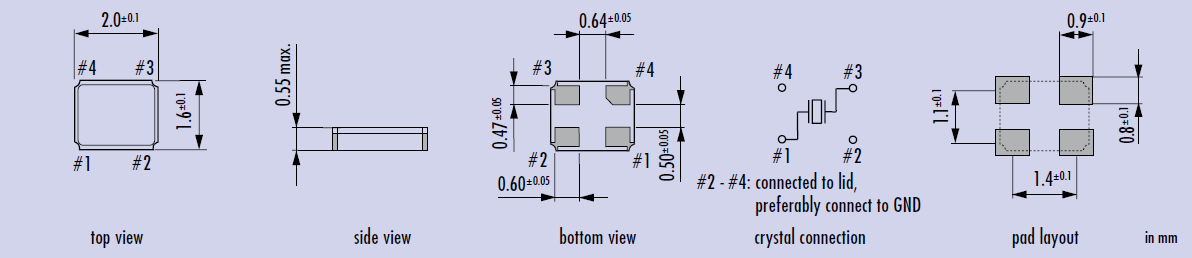 進口貼片晶體諧振器,超小型2.0*1.6mm金屬晶振,JXS21P4晶振