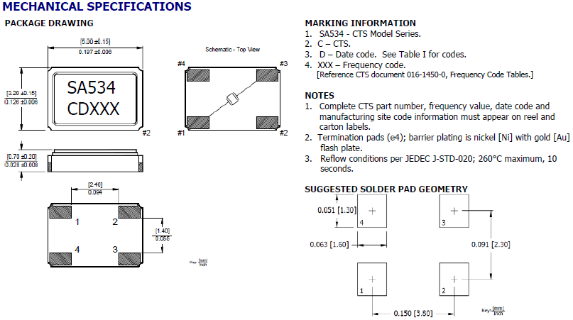 金屬面M級諧振器,5032四腳SMD晶振,SA534晶振