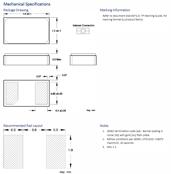 小體型1610晶振,無(wú)源石英音叉諧振器,TFA16晶振