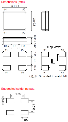 進口無源石英晶振, 1612四腳封裝晶振,KX-4晶振
