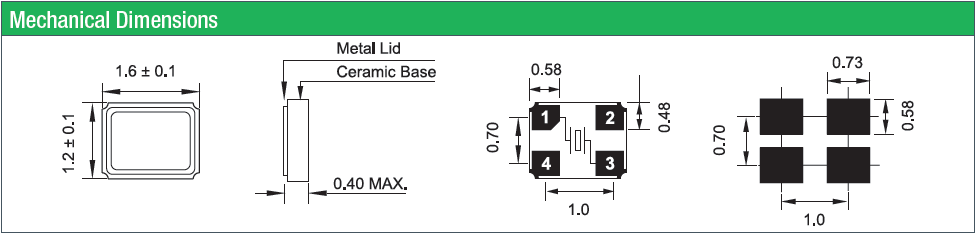 金屬外殼4腳晶振,進(jìn)口1612mm諧振器,QC16晶振